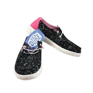 HEY DUDE Wendy Youth Girl Unicorn Black Shoes Y4 Kidcore Vacation Travel NWT